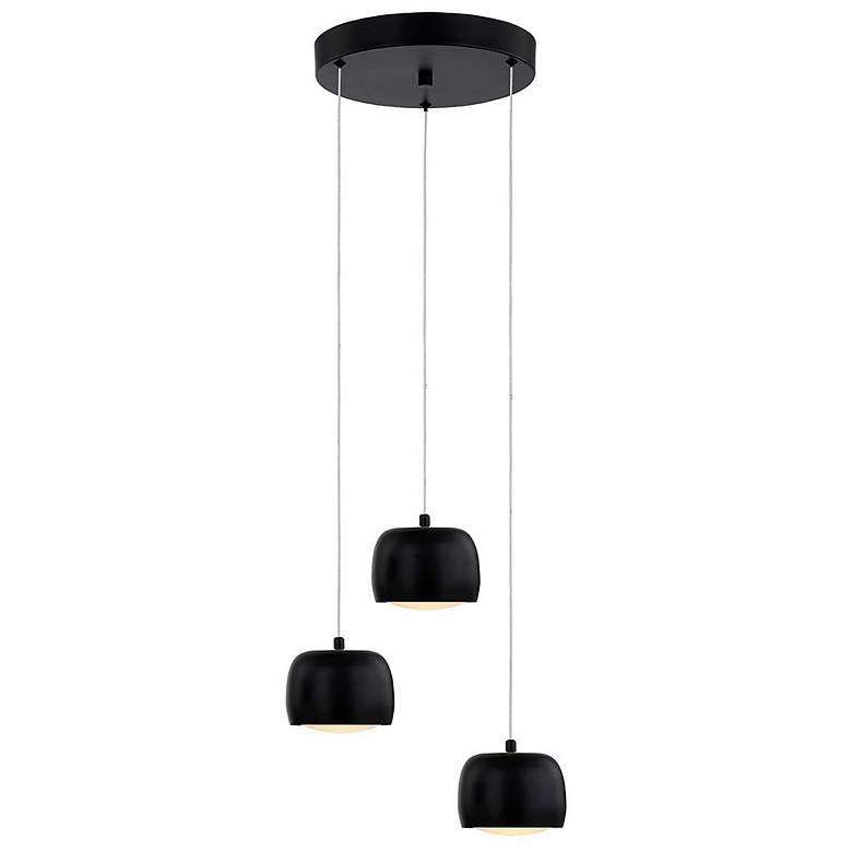 Image 1 Frascati 11.75 inch Wide 3.Light Matte Black Round LED Multi-Pendant