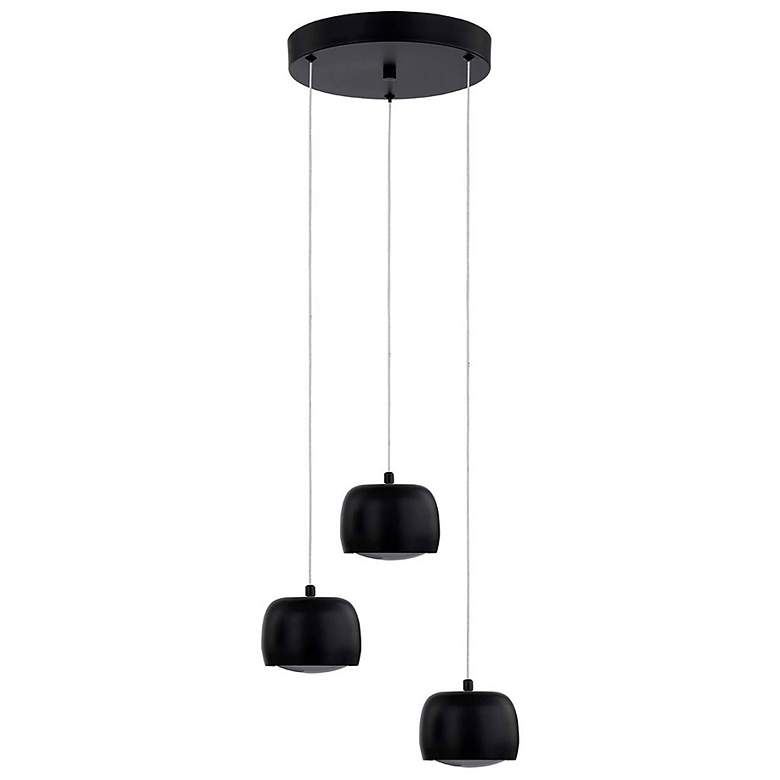 Image 2 Frascati 11.75" Wide 3.Light Matte Black Round LED Multi-Pendant more views