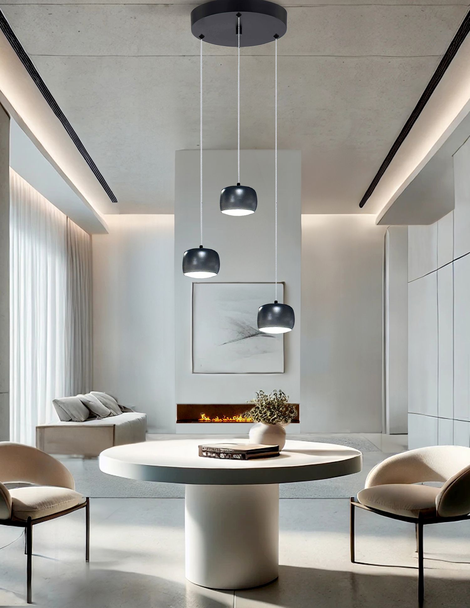 Image 3 Frascati 11 3/4" Wide Matte Black LED Multi-Light Pendant more views