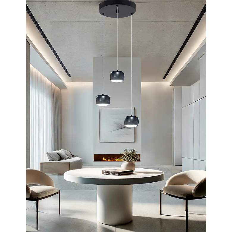 Image 3 Frascati 11 3/4" Wide Matte Black LED Multi-Light Pendant more views