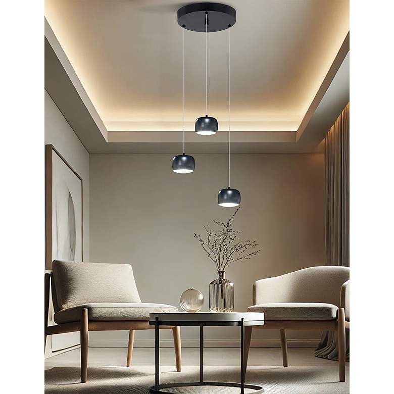 Image 4 Frascati 11 3/4" Wide Matte Black LED Multi-Light Pendant more views