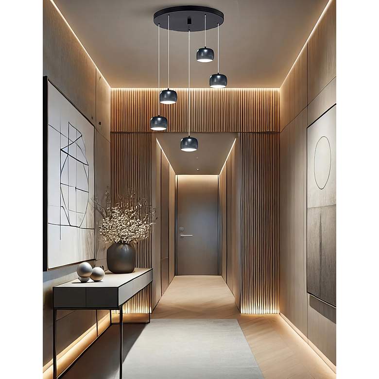 Image 3 Frascati 17.75" Wide 5.Light Matte Black LED Multi-Pendant more views