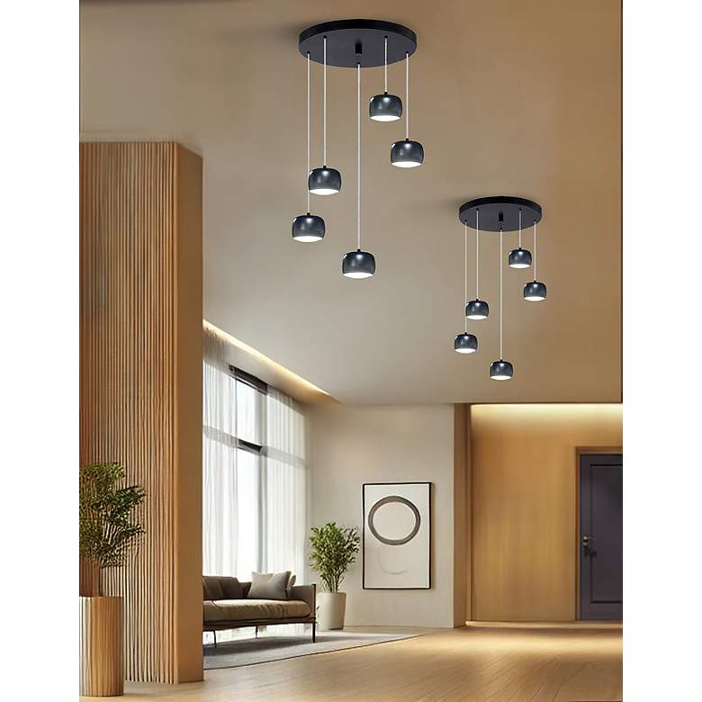 Image 5 Frascati 17.75" Wide 5.Light Matte Black LED Multi-Pendant more views