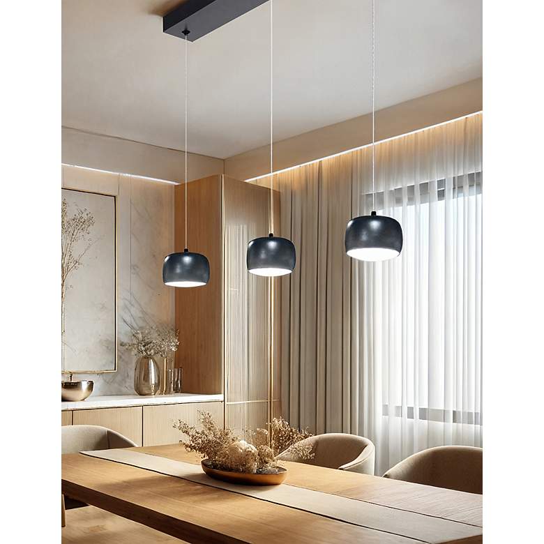 Image 3 Frascati 26" Wide 3.Light Matte Black Linear LED Chandelier more views