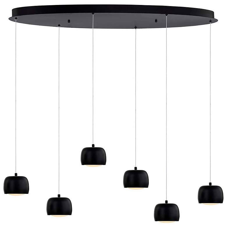 Image 2 Frascati 36" Wide Matte Black 6-Light LED Linear Chandelier