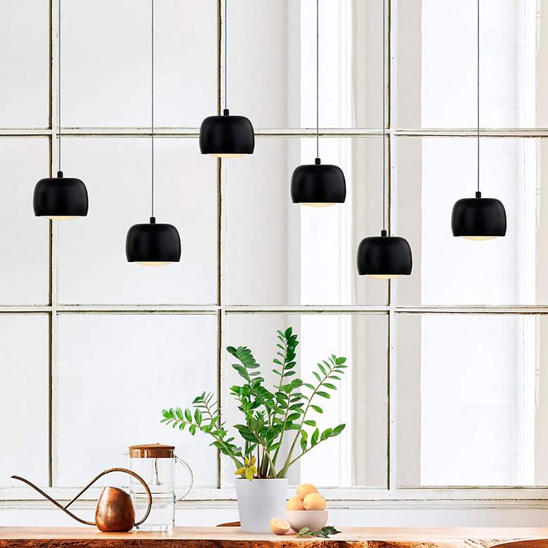 Image 1 Frascati 36" Wide Matte Black 6-Light LED Linear Chandelier