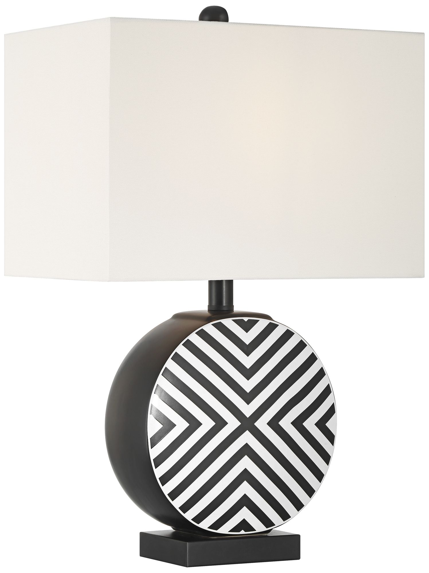 Image 2 Fraser 21 1/2" Black and White Ceramic Disc Table Lamp with Dimmer