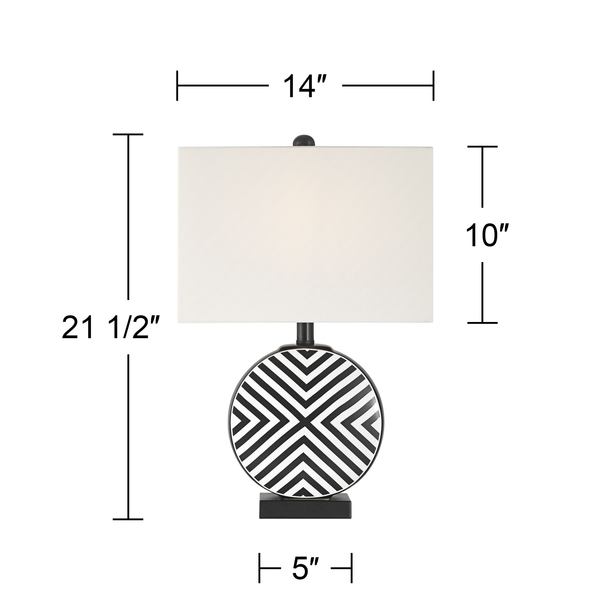 Fraser 21 1/2" Black and White Ceramic Disc Table Lamp with Dimmer