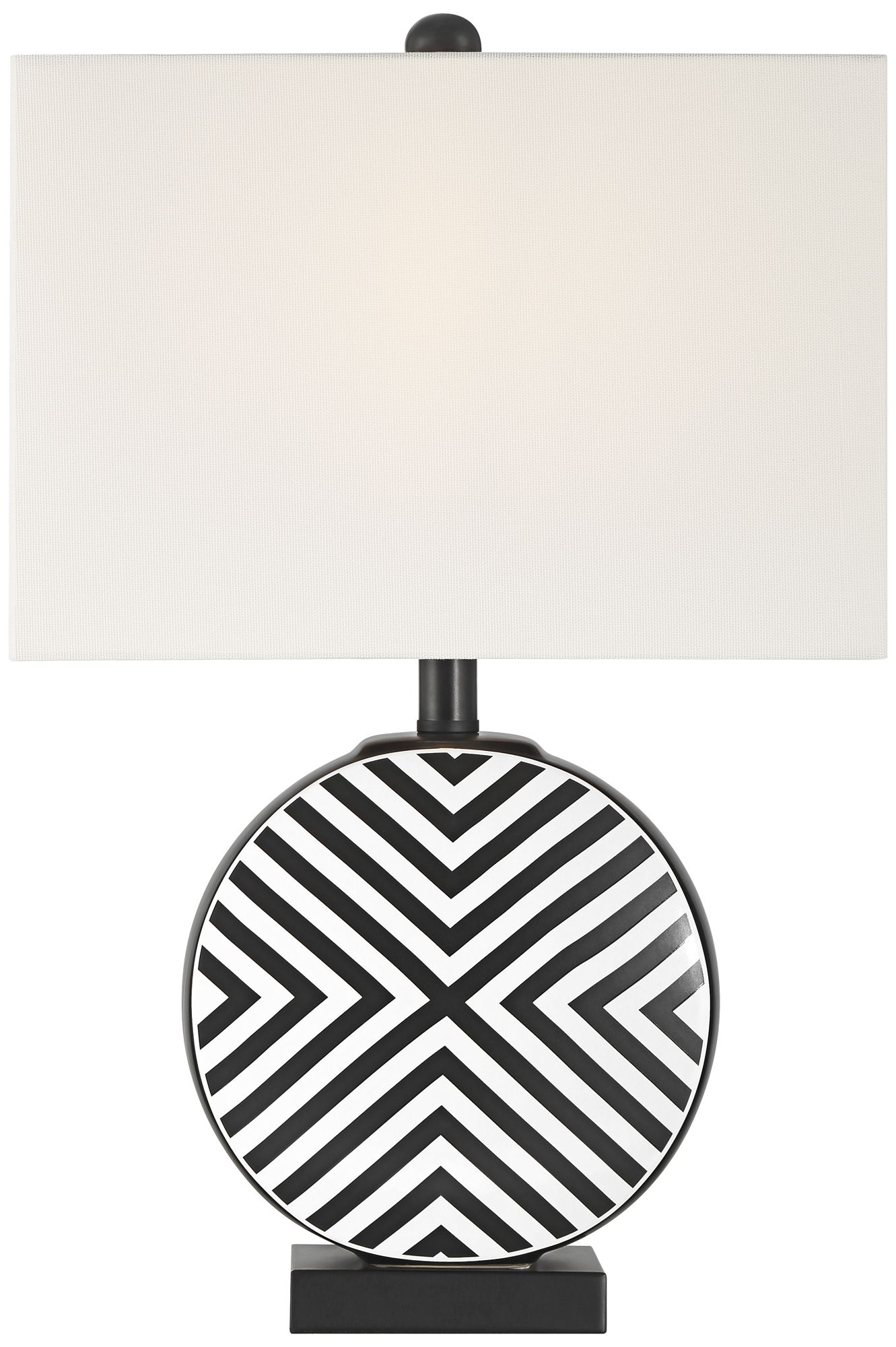 Watch A Video About the 360 Lighting Fraser Black and White Ceramic Disc Table Lamp