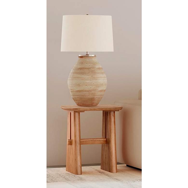 Image 5 Fraser Distressed Cream Cement Table Lamp more views