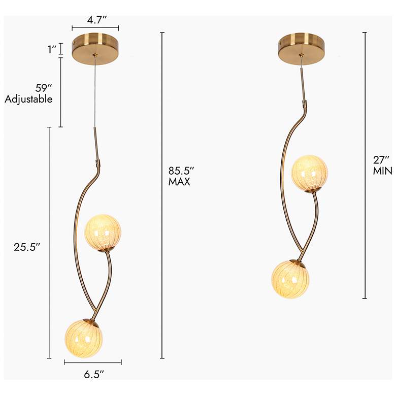 Image 2 Frebirdy 2-Light Glass LED Pendant Light more views