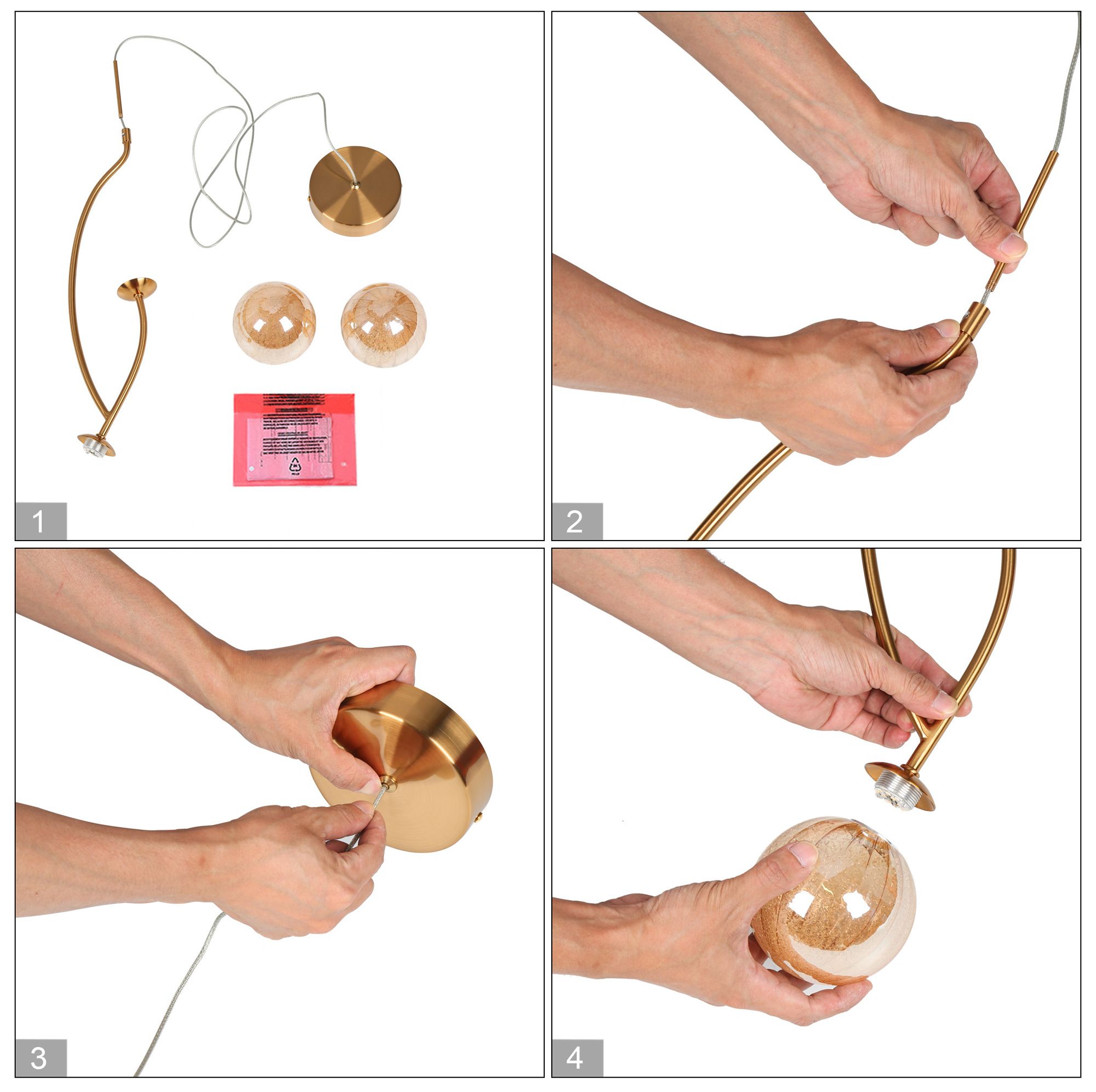 Frebirdy 2-Light Glass LED Pendant Light