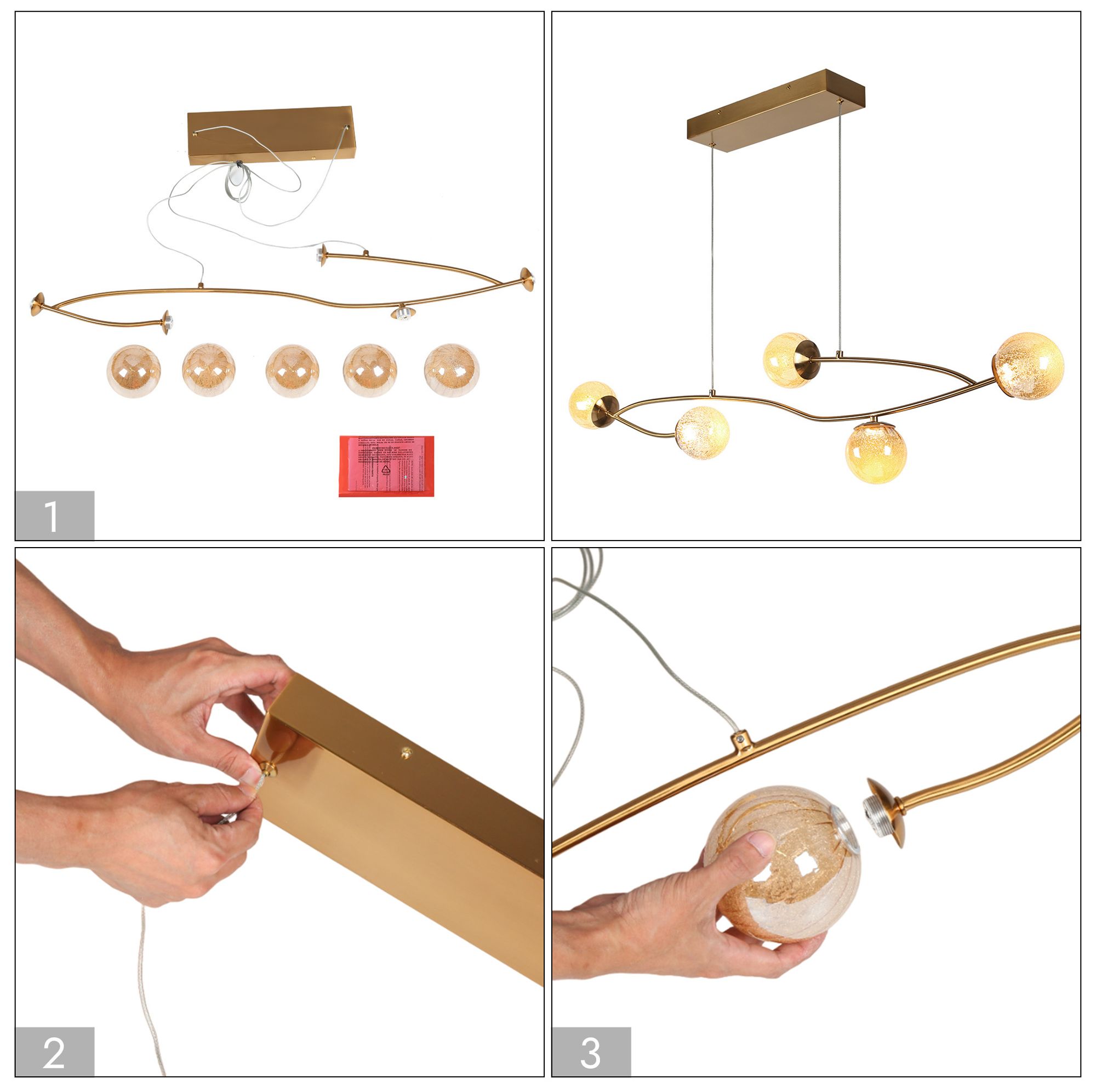 Frebirdy 5-Light Glass LED Island Chandelier - Made to Order