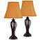 Freddie Bronze Table Lamps Set of 2 with Rust Bell Shade