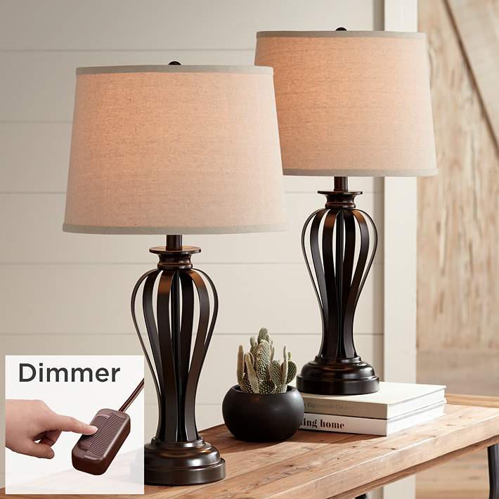 Freddie Bronze Lamps Set 2 with Table Dimmers #81A05 | Lamps Plus