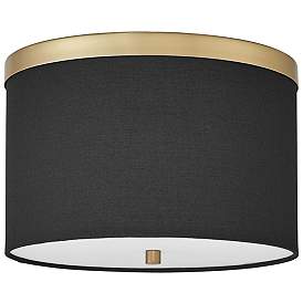 Image1 of Frederica 12" Wide 2 Light Aged Brass Flush Mount With Black Shade