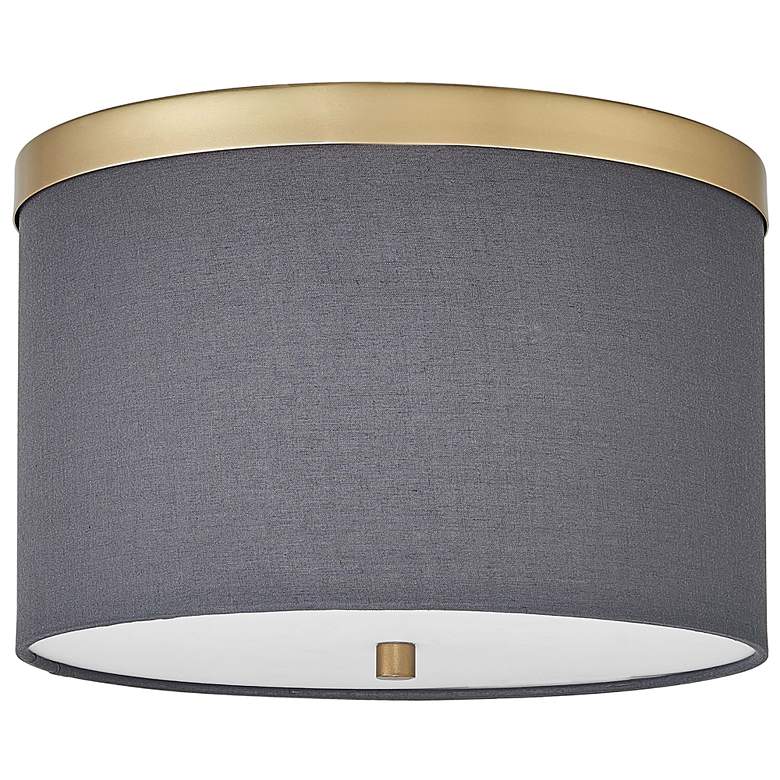 Image 1 Frederica 12" Wide 2 Light Aged Brass Flush Mount With Grey Shade