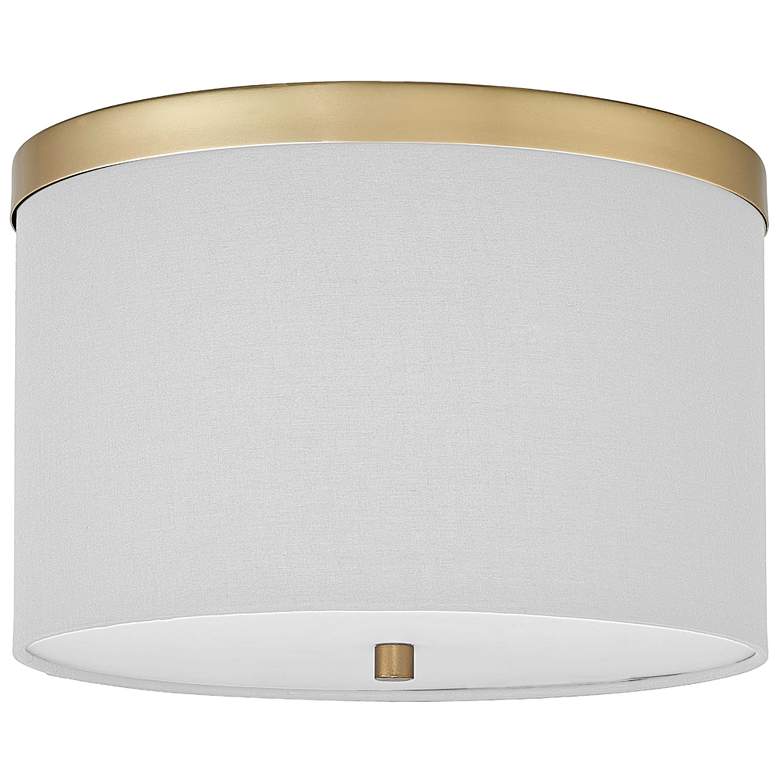 Image 1 Frederica 12" Wide 2 Light Aged Brass Flush Mount With White Shade