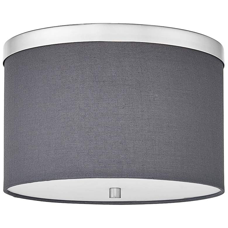 Image 1 Frederica 12" Wide 2 Light Polished Chrome Flush Mount With Grey Shade