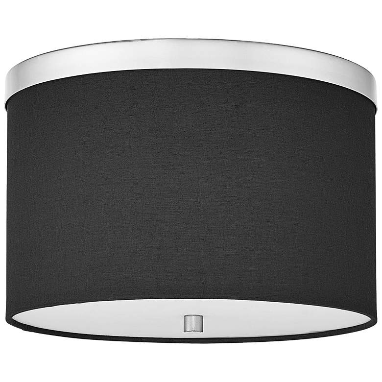 Image 1 Frederica 12"W 2 Light Polished Chrome Flush Mount With Black Shade