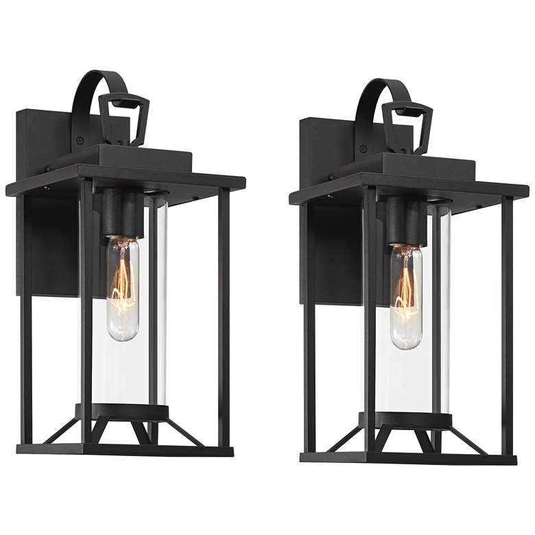 Image 2 Frederick 15 1/2" High Sand Black Outdoor Wall Light Set of 2