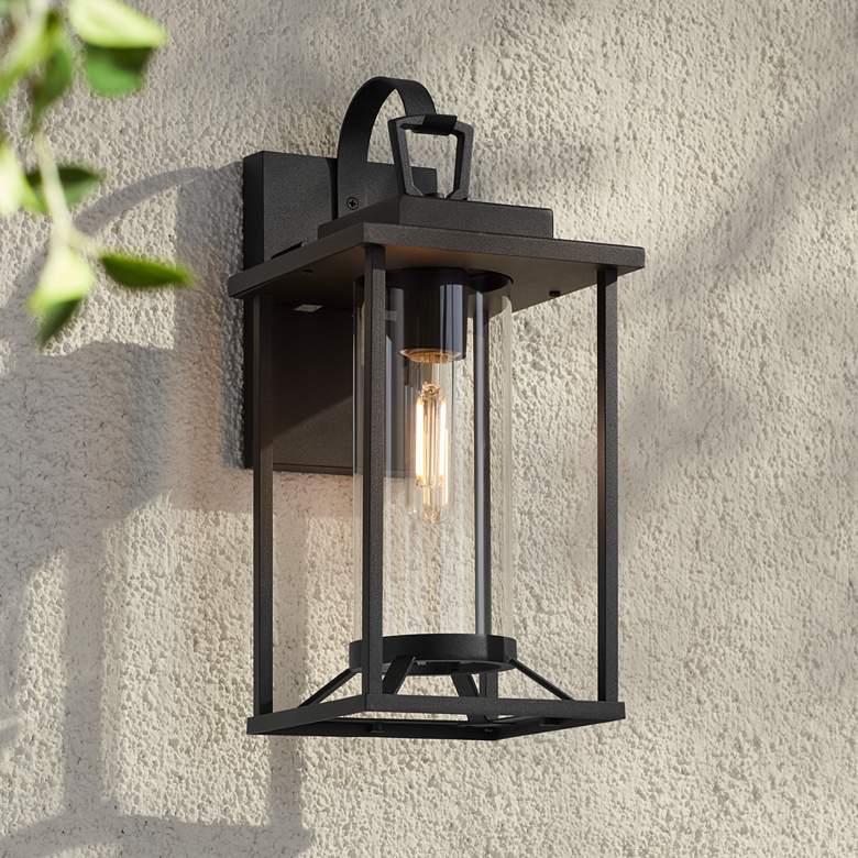 Image 1 Frederick 15 1/2" High Sand Black Outdoor Wall Light