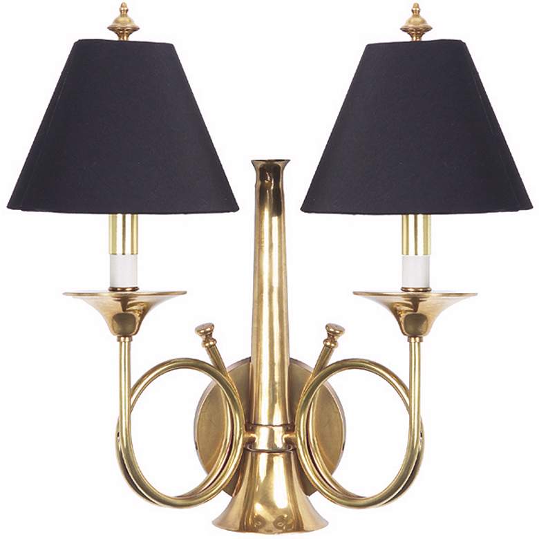 Image 1 Frederick Cooper Hunting Horn Brass Plug-In Wall Sconce