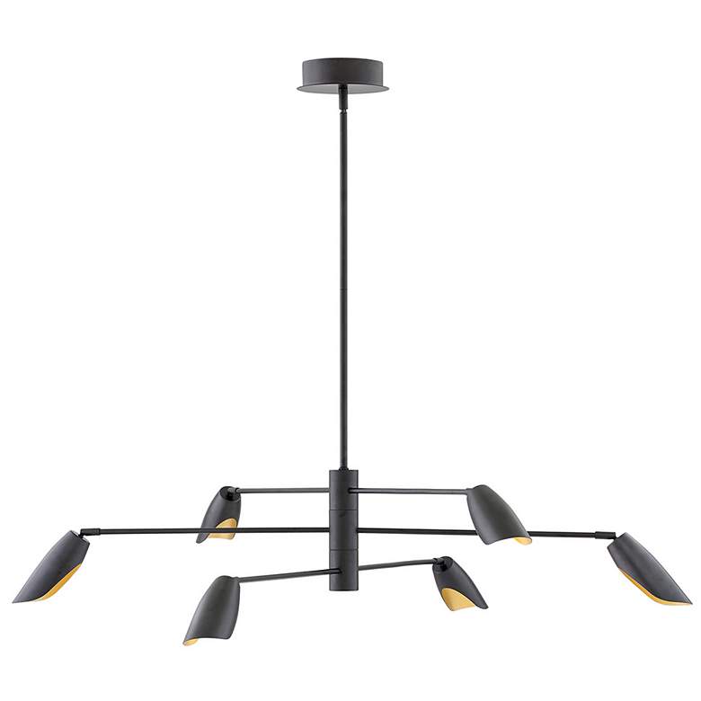 Image 1 Frederick Ramond Bowery 50" Black 6-Light Modern Chandelier