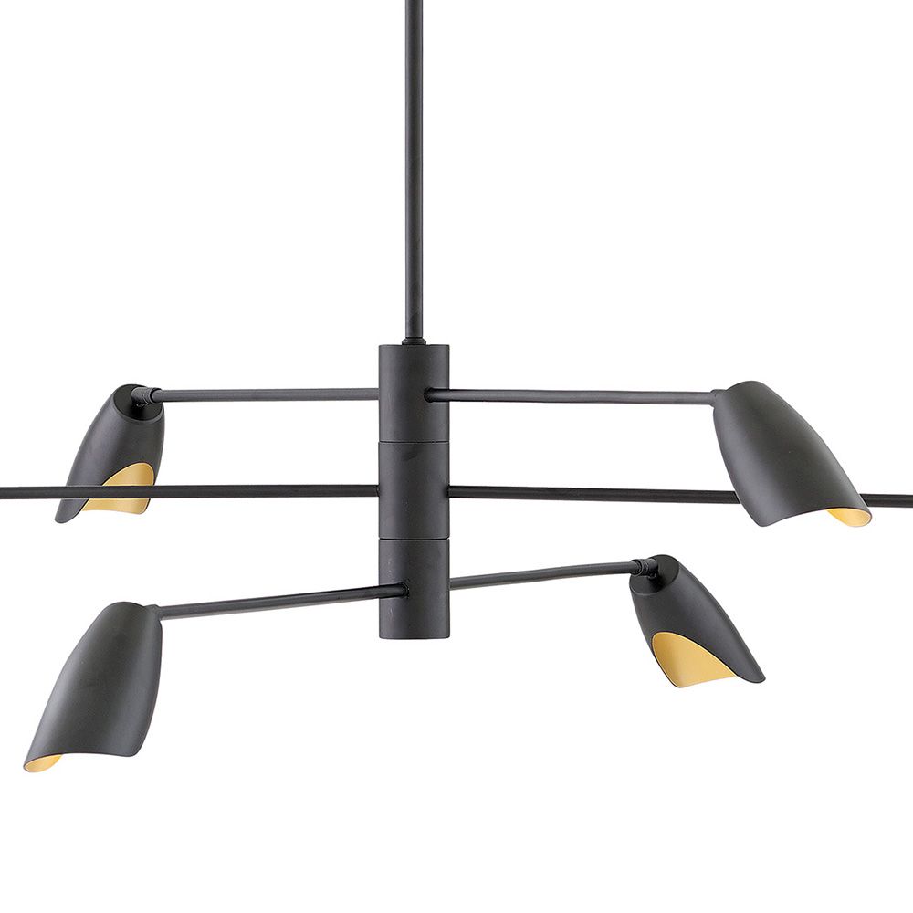 Frederick Ramond Bowery 50" Black 6-Light Modern Chandelier