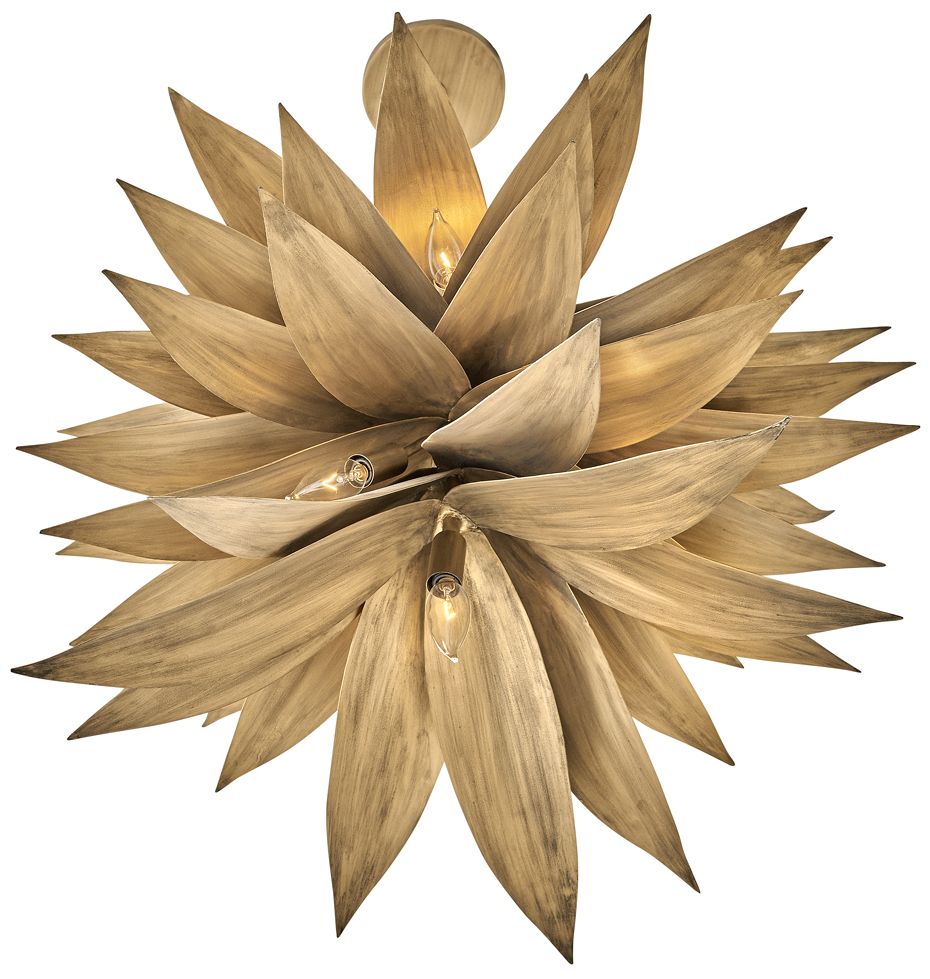 Fredrick Ramond Agave 26" Burnished Gold 7-Light Modern Chandelier