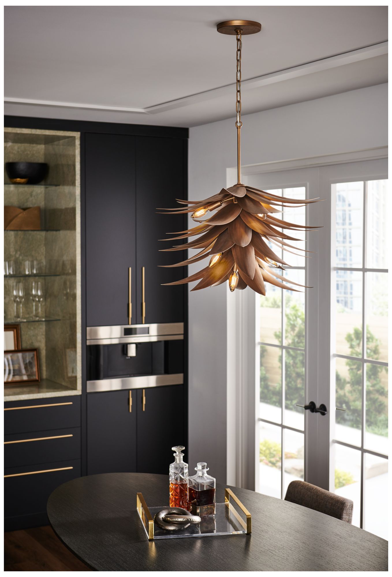 Fredrick Ramond Agave 26" Burnished Gold 7-Light Modern Chandelier
