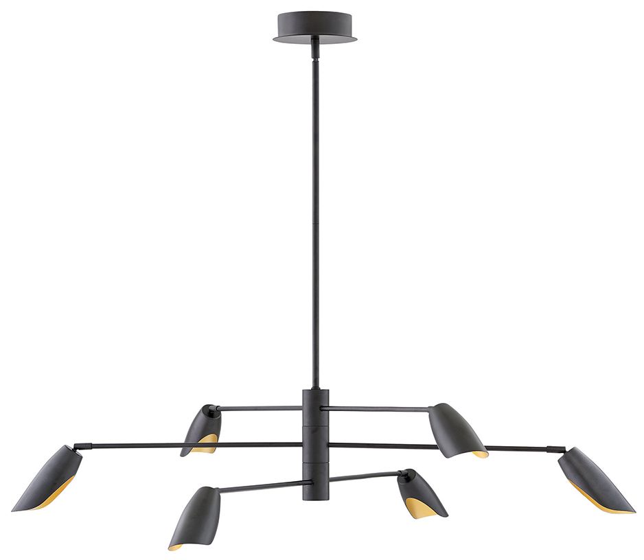 Image 2 Fredrick Ramond Bowery 50" Black 6-Light Modern Chandelier