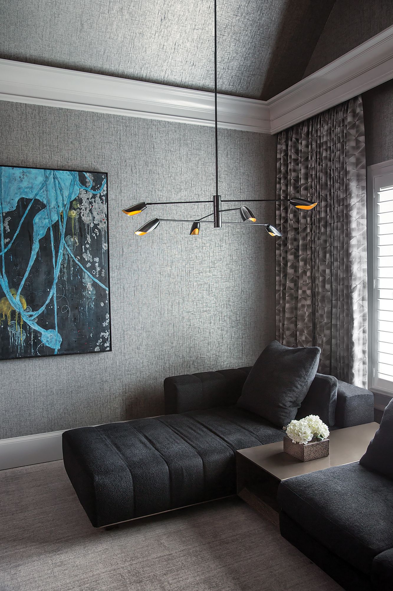 Image 4 Fredrick Ramond Bowery 50" Black 6-Light Modern Chandelier more views
