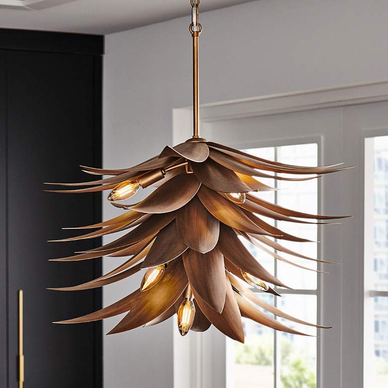 Image 1 Fredrick Ramond Chandelier Agave Medium Single Tier 26" Burnished Gold
