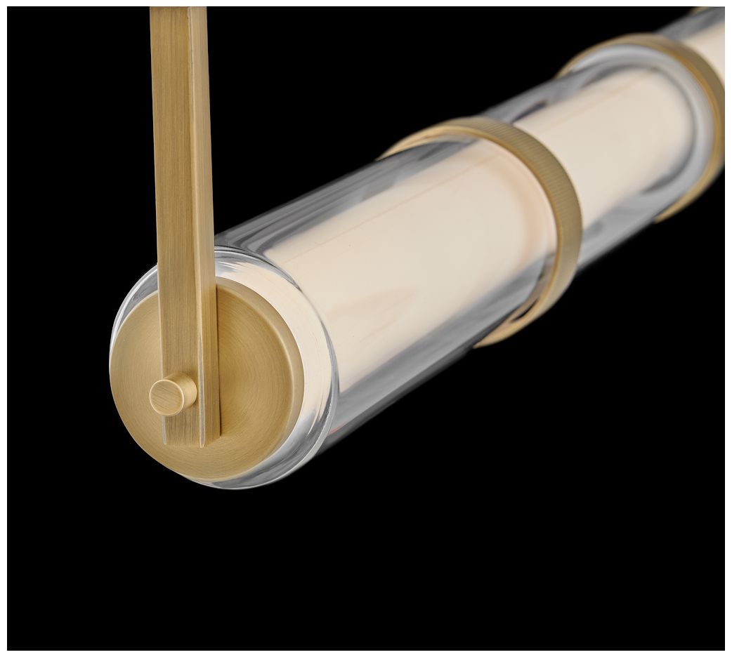 Fredrick Ramond Chandelier Cy Large Linear 49.5" Lacquered Brass