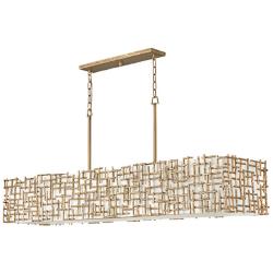 Fredrick Ramond Chandelier Farrah Large Ten Light Linear 60" Burnished
