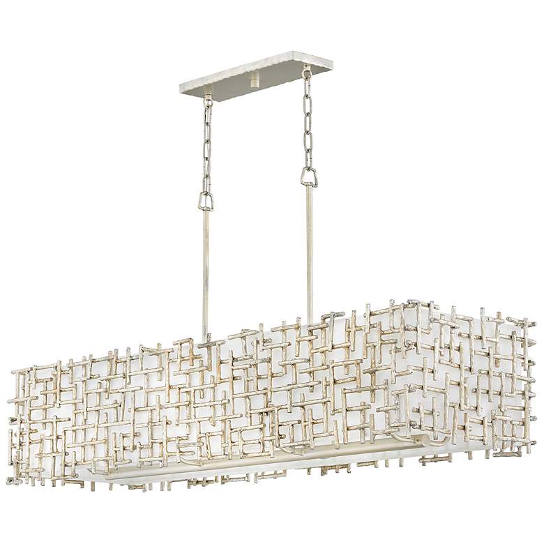 Image 2 Fredrick Ramond Chandelier Farrah Medium Eight Light Linear 48" Silver more views