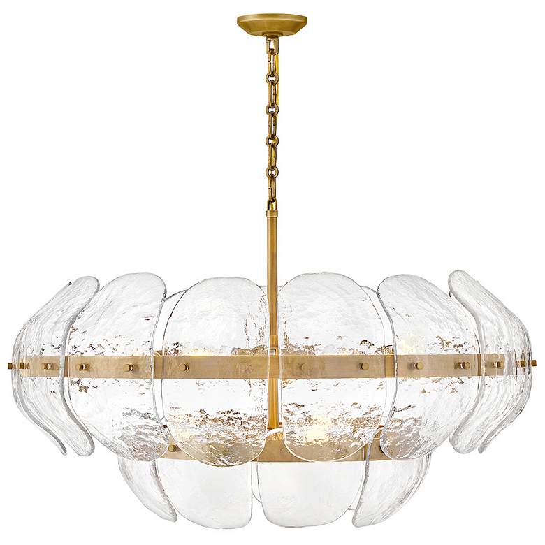 Image 2 FREDRICK RAMOND CHANDELIER LILLIA Large Drum Chandelier Heritage Brass more views