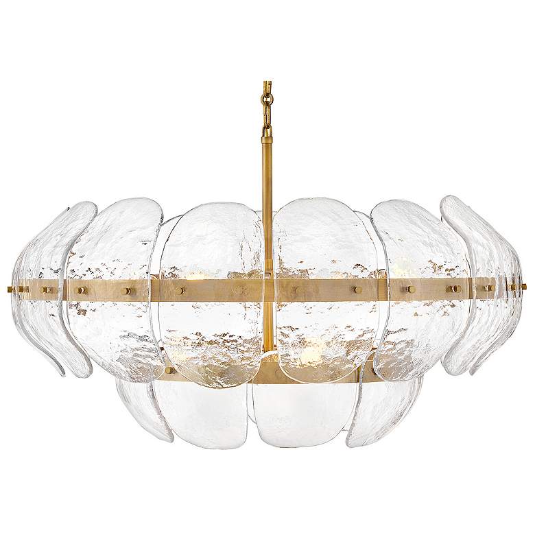 Image 4 FREDRICK RAMOND CHANDELIER LILLIA Large Drum Chandelier Heritage Brass more views