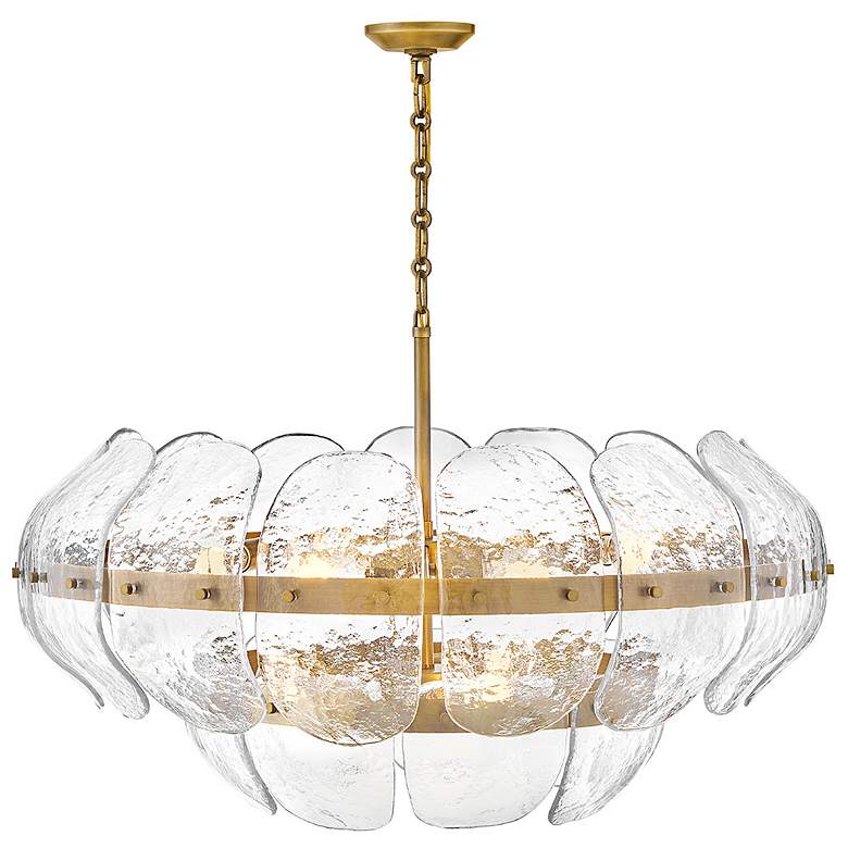 Image 7 FREDRICK RAMOND CHANDELIER LILLIA Large Drum Chandelier Heritage Brass more views