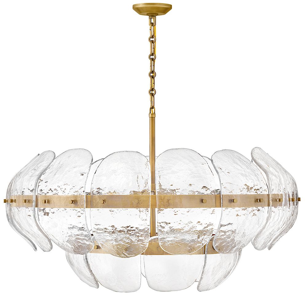FREDRICK RAMOND CHANDELIER LILLIA Large Drum Chandelier Heritage Brass