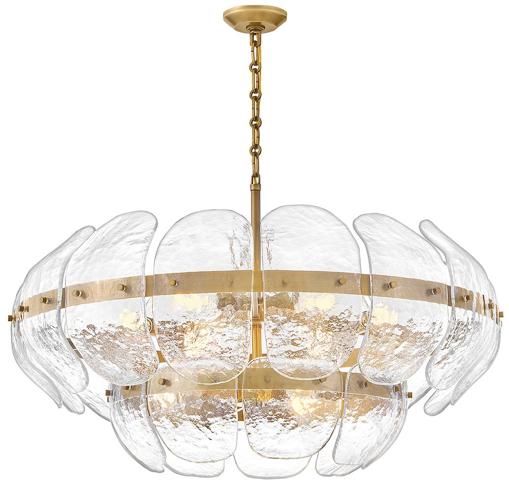 FREDRICK RAMOND CHANDELIER LILLIA Large Drum Chandelier Heritage Brass
