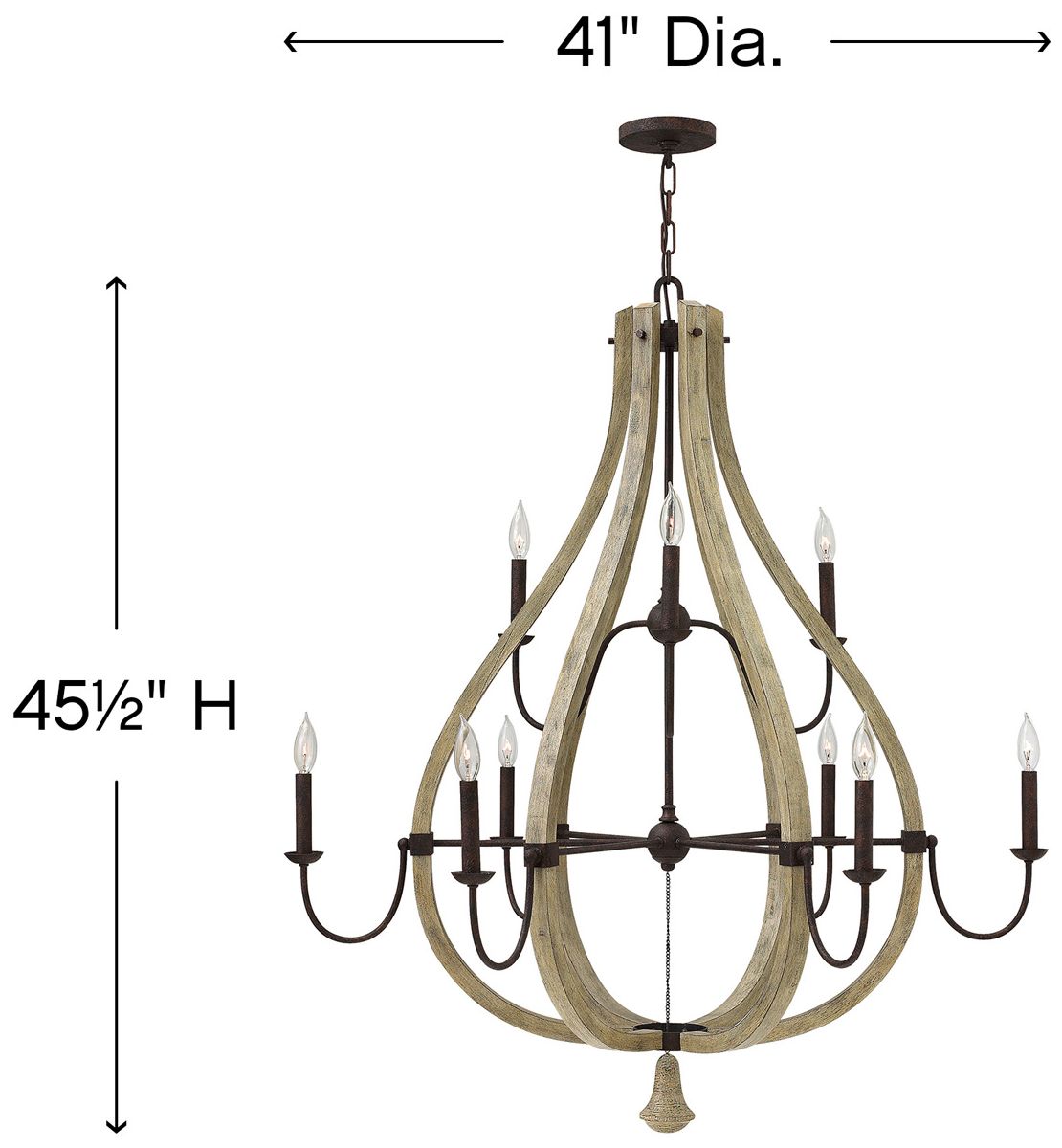 Image 2 FREDRICK RAMOND CHANDELIER MIDDLEFIELD Large Open Frame Two Tier Iron Rust more views