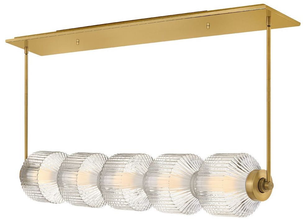 Fredrick Ramond Chandelier Reign 5 Light LED Linear 46.75" Lacquered Brass