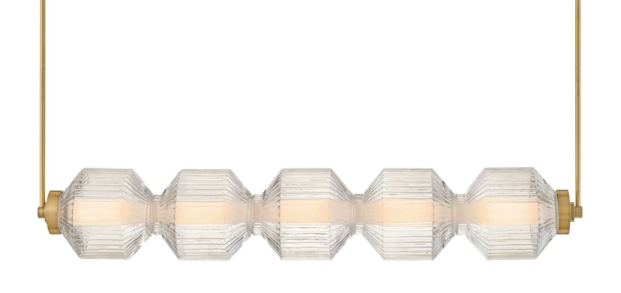 Image 6 Fredrick Ramond Chandelier Reign 5 Light LED Linear 46.75" Lacquered Brass more views