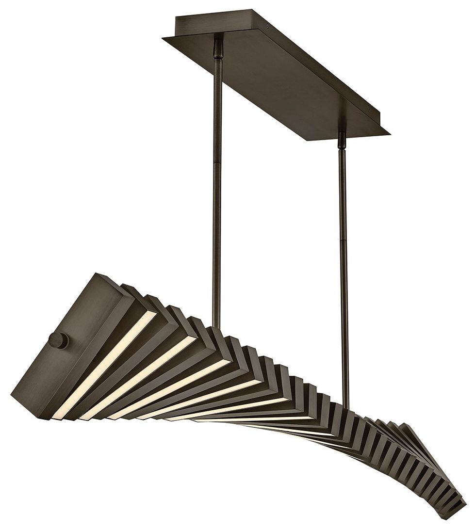 Image FREDRICK RAMOND CHANDELIER STITCH Large LED Linear Painted Black Oxide