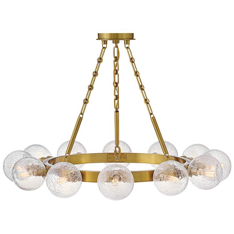 Image 2 Fredrick Ramond Coco 32" Lacquered Brass and Glass Ring Chandelier more views