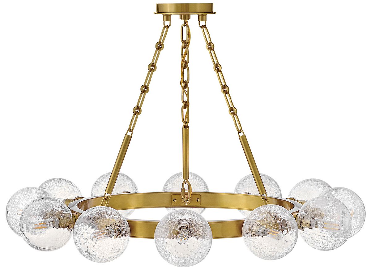 Fredrick Ramond Coco 32" Lacquered Brass and Glass Ring Chandelier