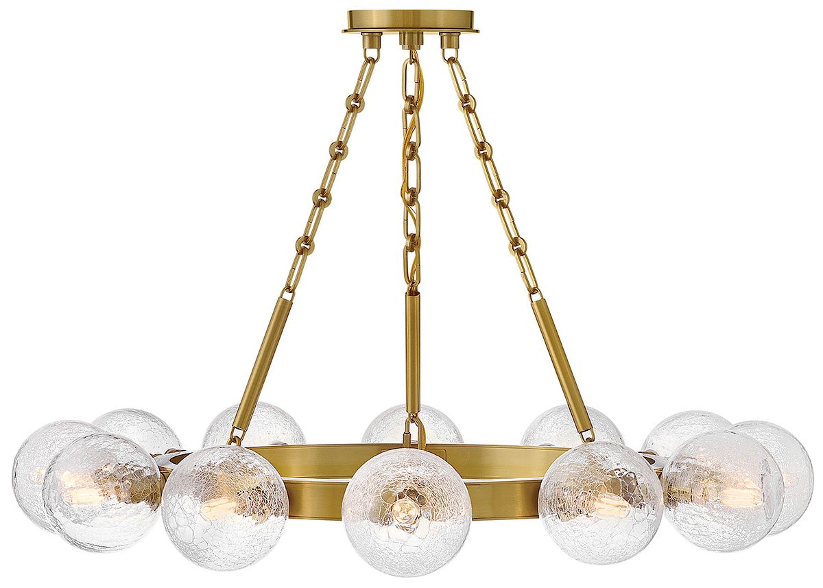 Fredrick Ramond Coco 32" Lacquered Brass and Glass Ring Chandelier