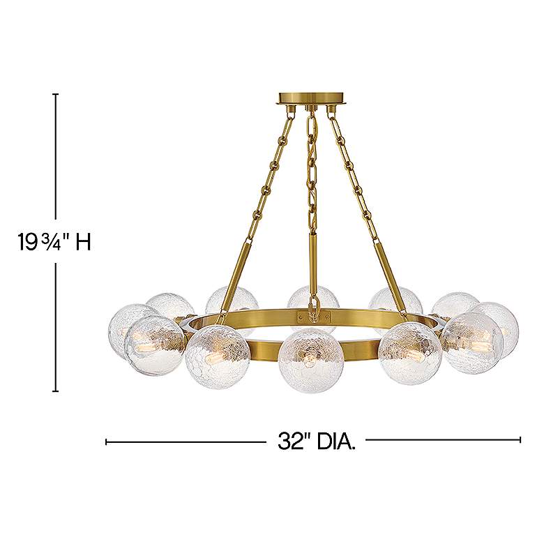 Image 3 Fredrick Ramond Coco 32" Lacquered Brass and Glass Ring Chandelier more views